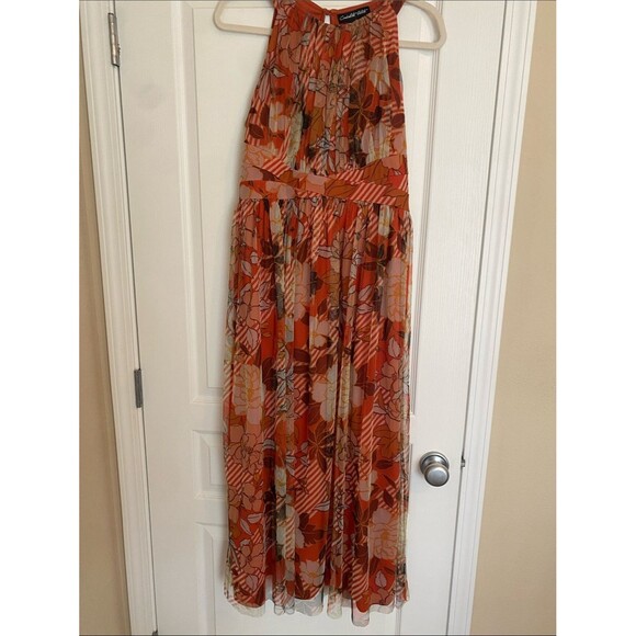 Unbranded Dresses & Skirts - Candalite  Petite FLORAL Halter Maxi Dress in Rust Orange, Yellow & Brown Sz LP
